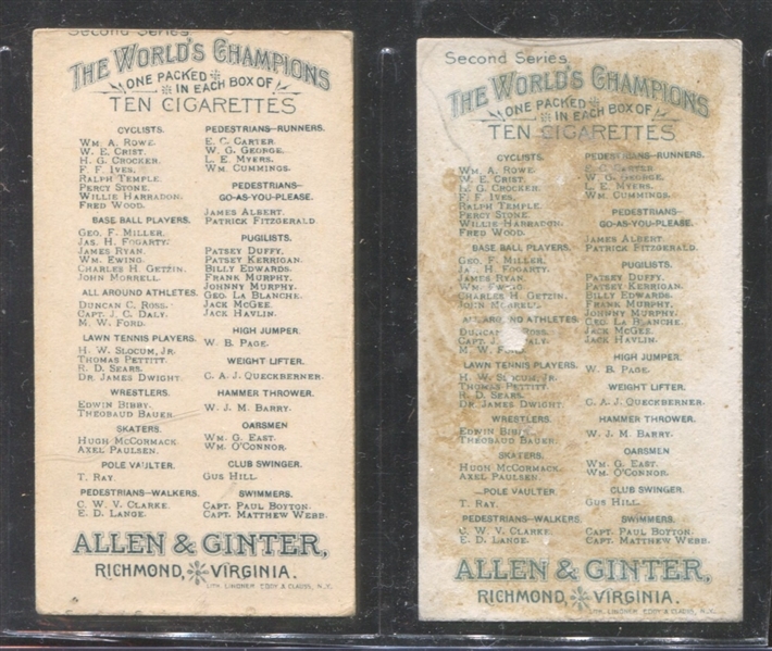 N29 Allen & Ginter World's Champions (2nd Series) Skaters Lot of (2) Cards