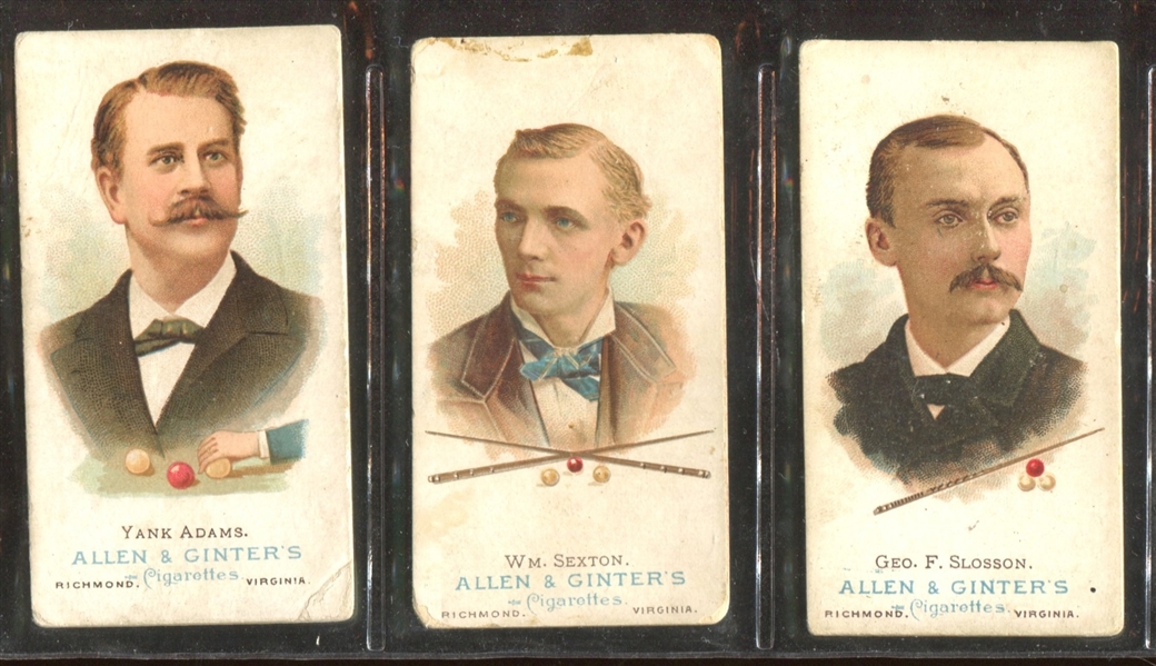 N28 Allen & Ginter World's Champions Billiard Players Lot of (5) Cards