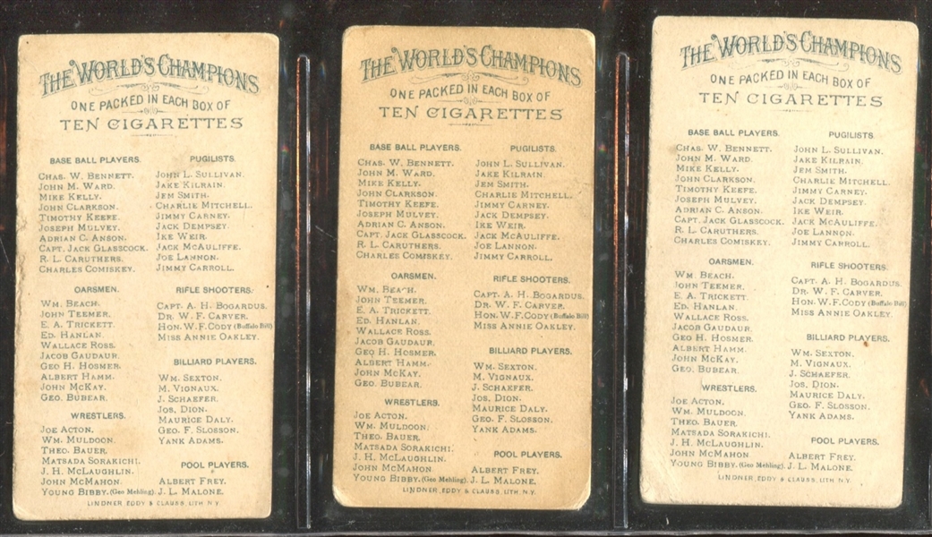 N28 Allen & Ginter World's Champions Billiard Players Lot of (5) Cards