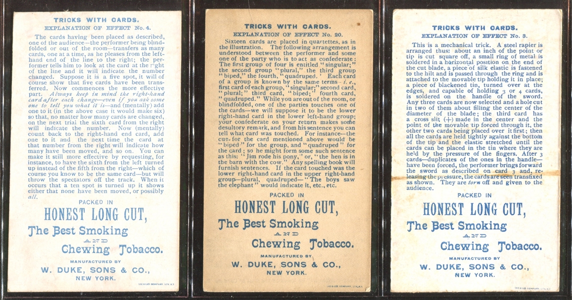 N138 Duke Honest Long Cut Tricks With Cards Lot of (3) Different