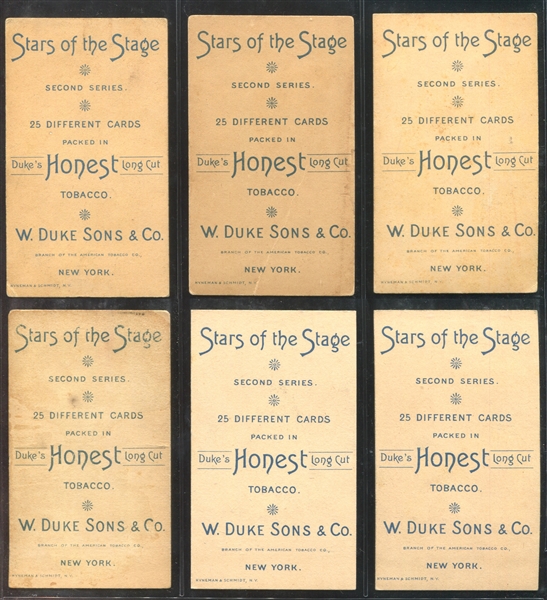 N130 Duke Honest Long Cut Stars of the Stage (2nd Series) Lot of (6) Cards