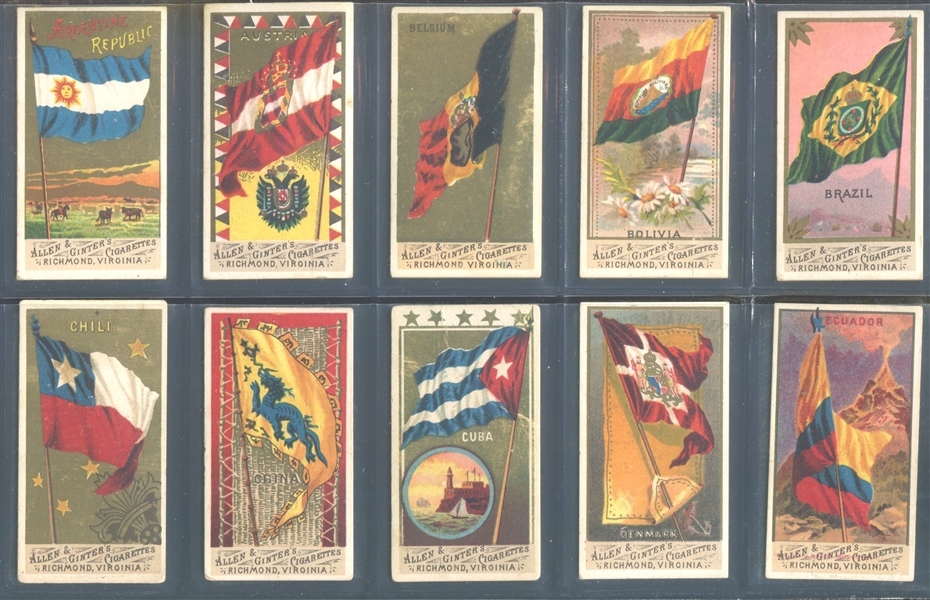 N9 Allen & Ginter Flags of All Nations Near Complete (45/48) Card Set