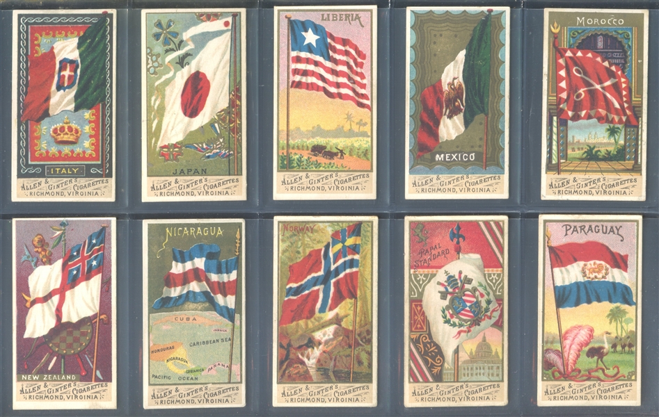 N9 Allen & Ginter Flags of All Nations Near Complete (45/48) Card Set