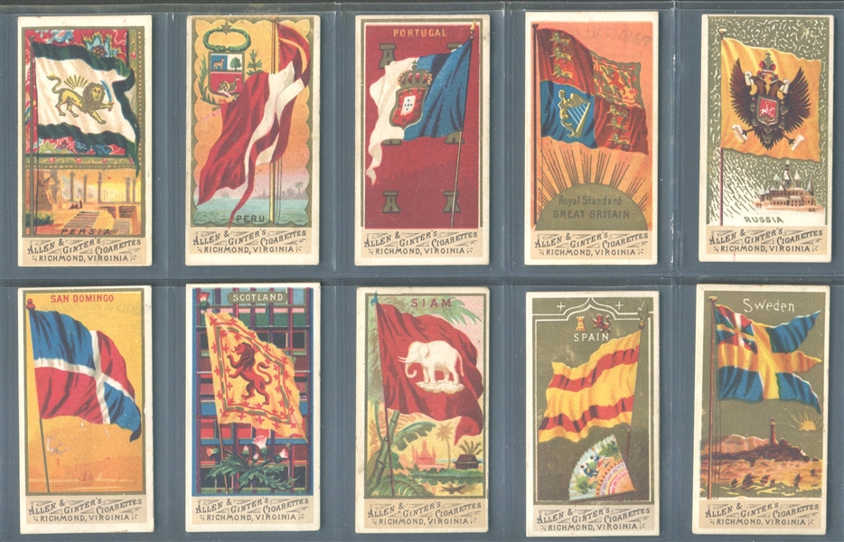 N9 Allen & Ginter Flags of All Nations Near Complete (45/48) Card Set