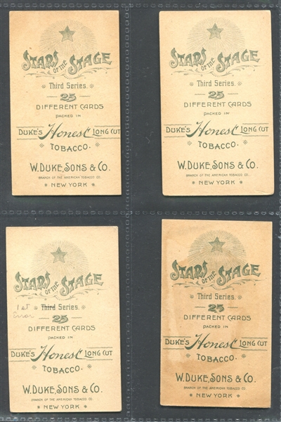 N129 Duke Honest Long Cut Stars of the Stage (1st series with 3rd series backs) Lot of (10) Cards