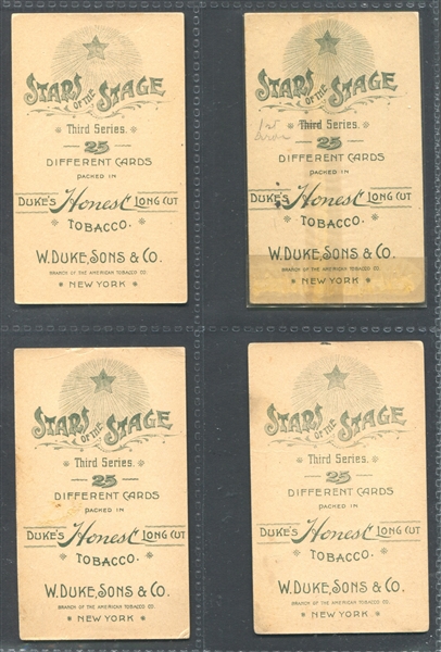 N129 Duke Honest Long Cut Stars of the Stage (1st series with 3rd series backs) Lot of (10) Cards