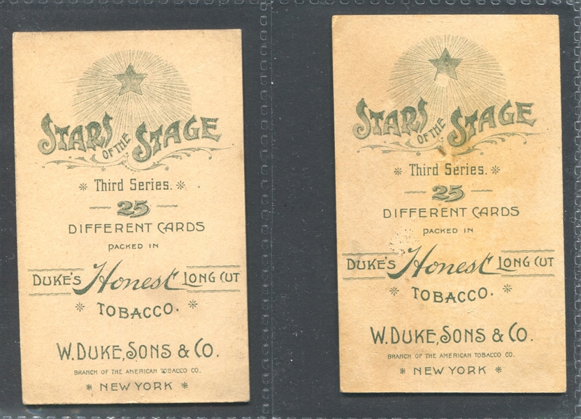 N129 Duke Honest Long Cut Stars of the Stage (1st series with 3rd series backs) Lot of (10) Cards