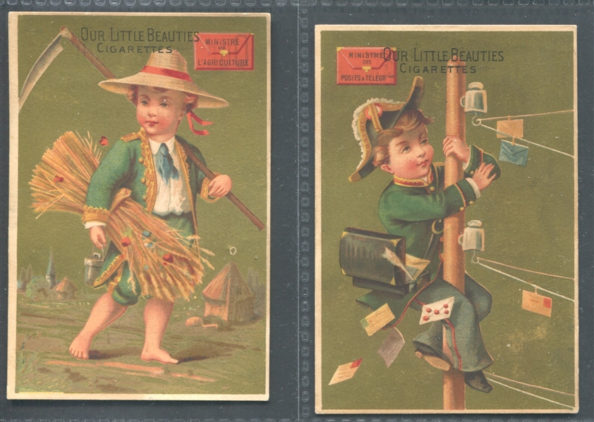 Early Allen & Ginter Our Little Beauties Pair of Trade Cards with Children in Ministries