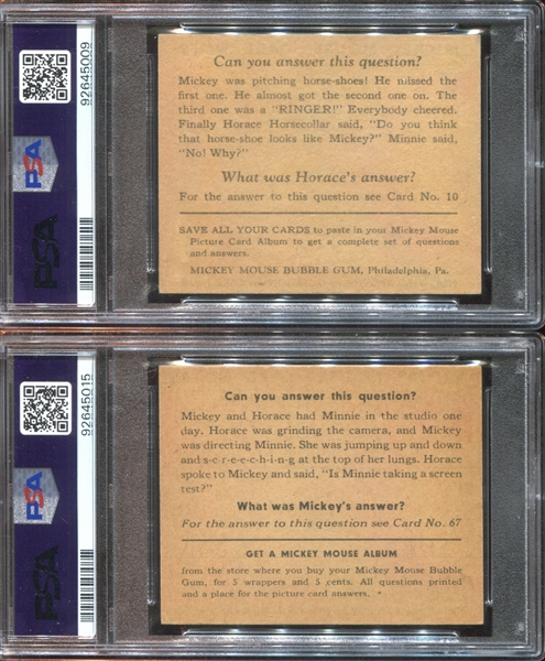 R89 Gum Inc Mickey Mouse Lot of (4) PSA4 VG-EX Graded Cards