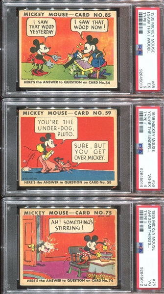 R89 Gum Inc Mickey Mouse Lot of (3) PSA-Graded Cards