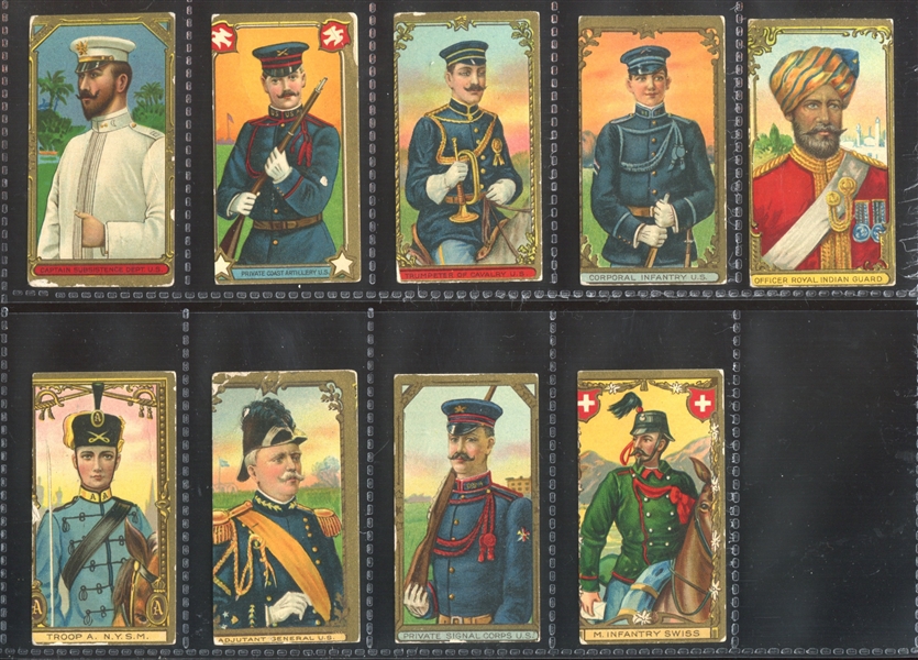 T80 Military Series Blank-Backed Lot of (9) Cards