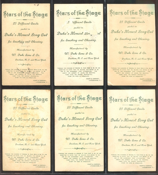 N129 Duke Honest Long Cut Stars of the Stage (1st Series) Lot of (15) Cards