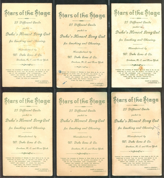 N129 Duke Honest Long Cut Stars of the Stage (1st Series) Lot of (15) Cards