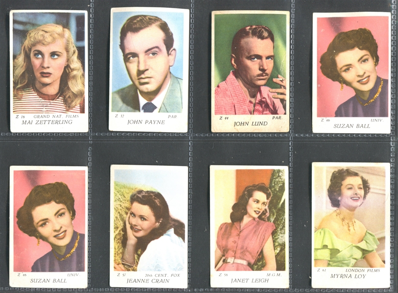 1950's Dutch Movie Star Cards Z Series Lot of (13) Cards