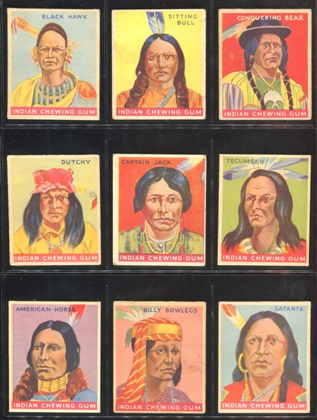 R73 Goudey Gum Indian Gum Complete Set of (216) Cards with (10) Key Variations