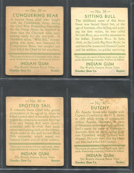 R73 Goudey Gum Indian Gum Complete Set of (216) Cards with (10) Key Variations