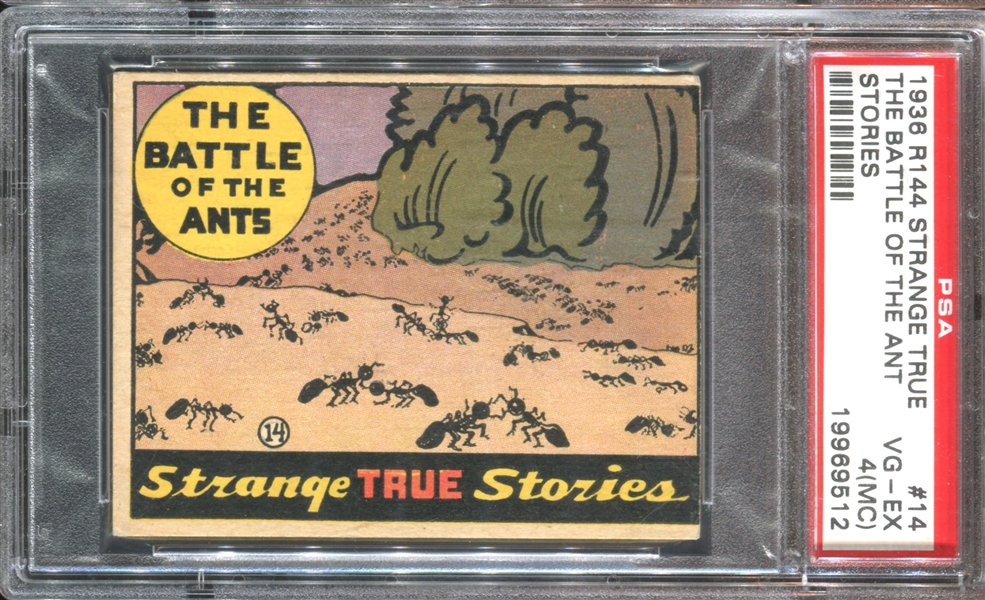 R144 Wolverine Gum Strange True Stories #14 Battle of the Ants PSA4 VG-EX