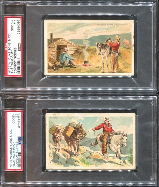 N105 Duke Honest Long Cut Cowboys Lot of (2) PSA-Graded Cards