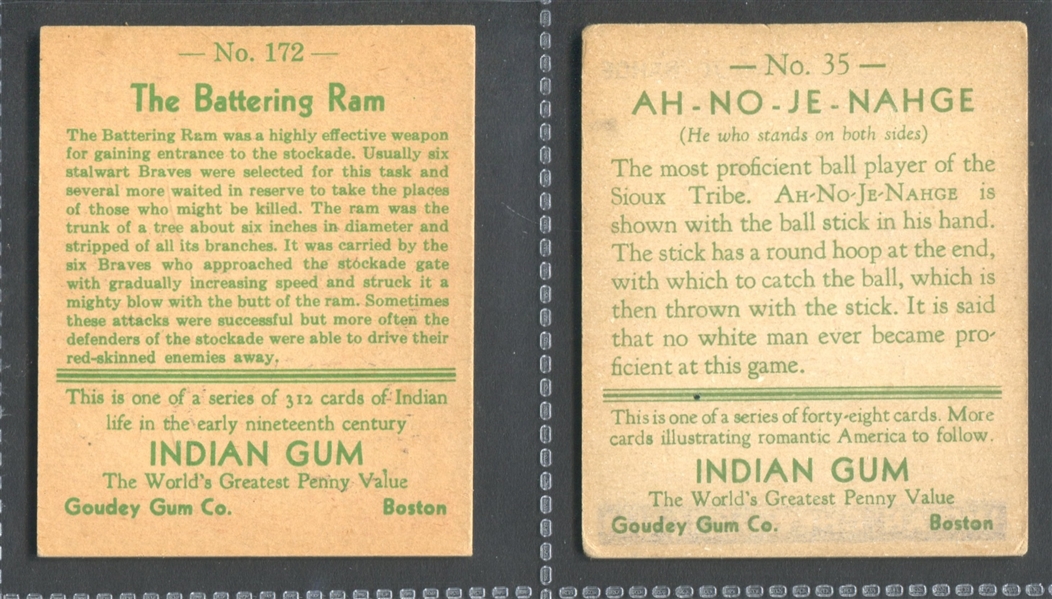 R73 Goudey Gum Indian Gum Lot of (2) Cards