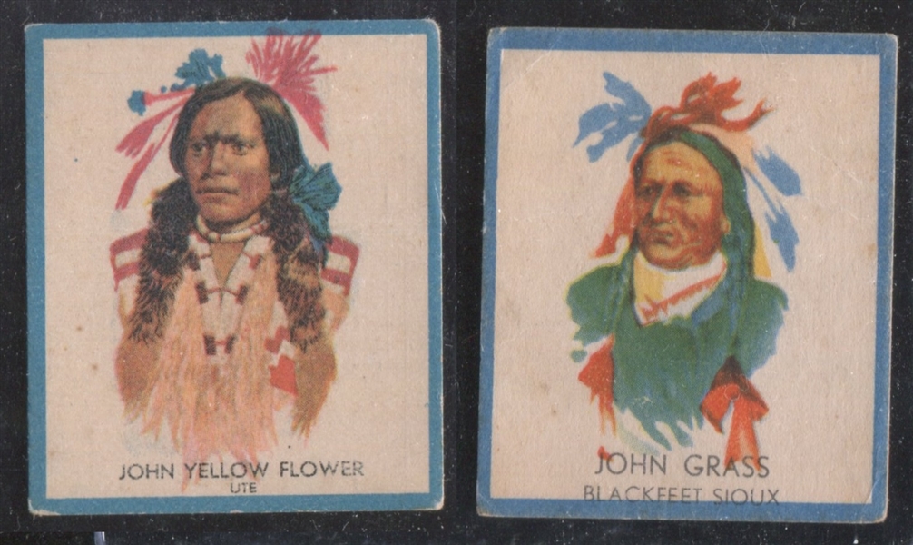 1930's Smith's Chewing Sweets Indianen Gum Series (Dutch) Lot of (2) Indian Cards