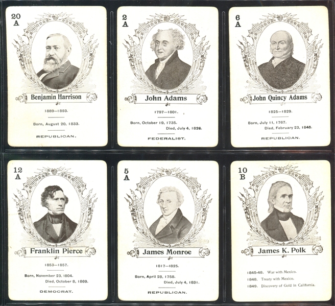 U.S. Presidents Playing Cards Lot of (6) With both Adams and Monroe