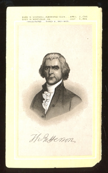 Fantastic CDV-Sized Presidential Trade Card - Thomas Jefferson