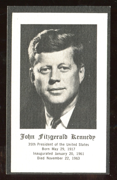 John F. Kennedy Prayer Card from 1960's