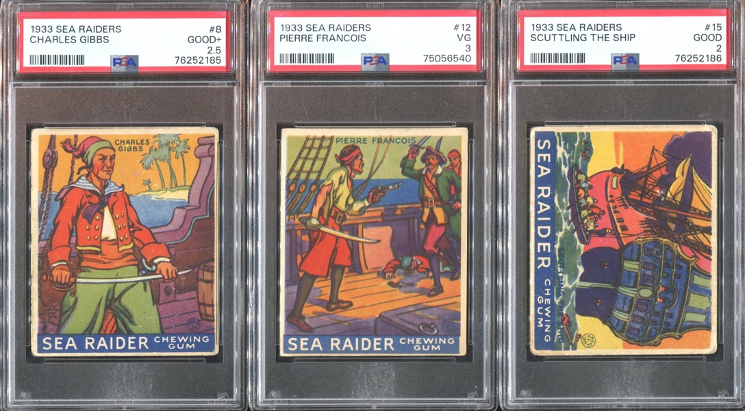 R124 World Wide Gum (Sea Raiders) Lot of (5) PSA-Graded English Version Cards