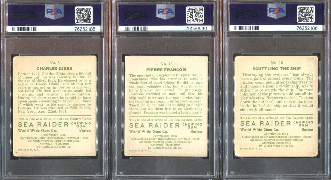 R124 World Wide Gum (Sea Raiders) Lot of (5) PSA-Graded English Version Cards