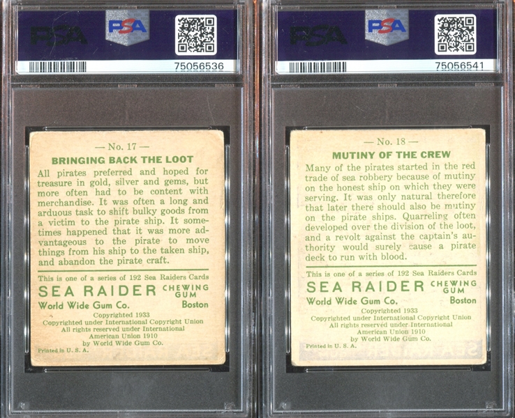 R124 World Wide Gum (Sea Raiders) Lot of (5) PSA-Graded English Version Cards