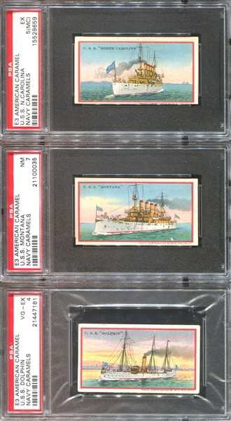 E3 American Caramel Battleships Complete PSA-Graded Set of (21) Cards