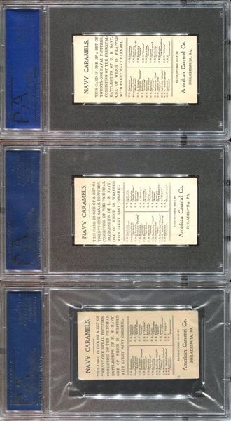 E3 American Caramel Battleships Complete PSA-Graded Set of (21) Cards