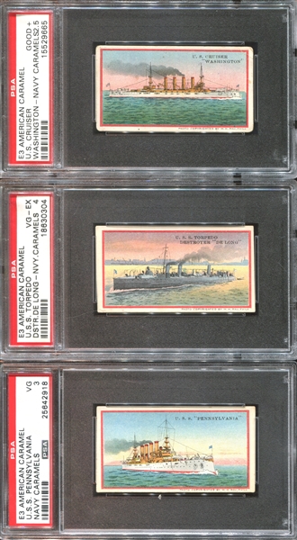 E3 American Caramel Battleships Complete PSA-Graded Set of (21) Cards