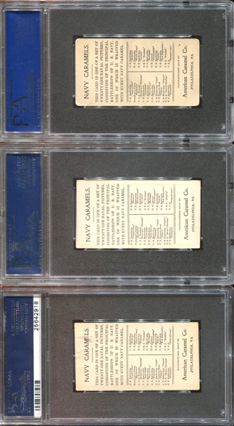 E3 American Caramel Battleships Complete PSA-Graded Set of (21) Cards