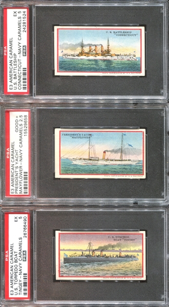 E3 American Caramel Battleships Complete PSA-Graded Set of (21) Cards