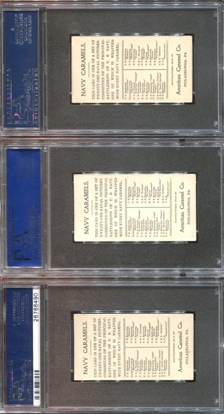 E3 American Caramel Battleships Complete PSA-Graded Set of (21) Cards