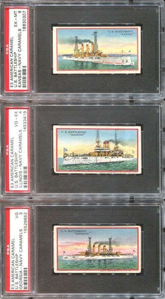 E3 American Caramel Battleships Complete PSA-Graded Set of (21) Cards