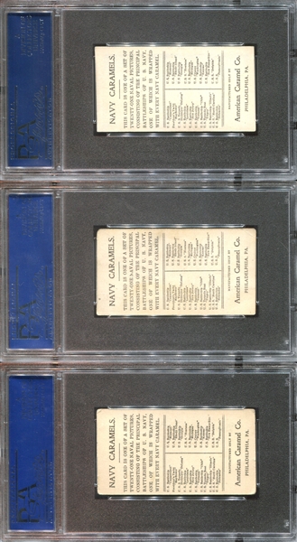 E3 American Caramel Battleships Complete PSA-Graded Set of (21) Cards