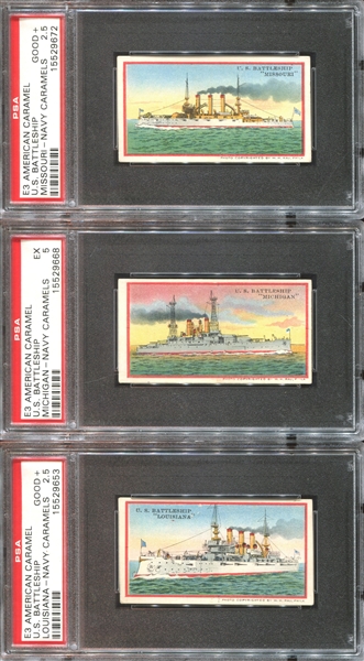 E3 American Caramel Battleships Complete PSA-Graded Set of (21) Cards