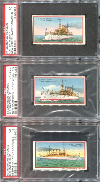 E3 American Caramel Battleships Complete PSA-Graded Set of (21) Cards