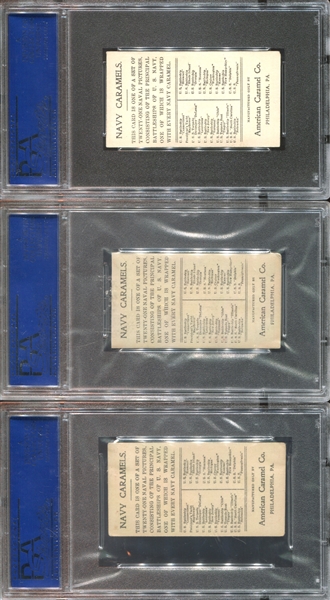 E3 American Caramel Battleships Complete PSA-Graded Set of (21) Cards