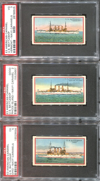 E3 American Caramel Battleships Complete PSA-Graded Set of (21) Cards