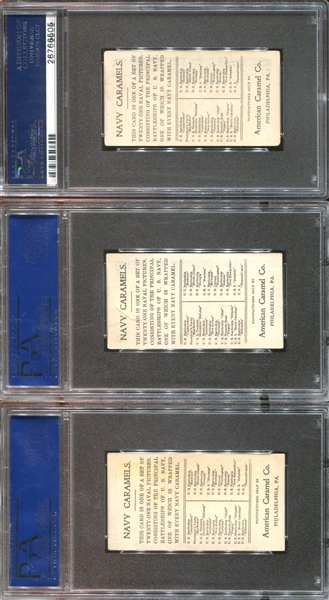 E3 American Caramel Battleships Complete PSA-Graded Set of (21) Cards