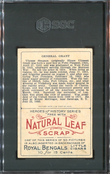 T68 Natural Leaf Scrap Heroes of History General Grant SGC3 VG