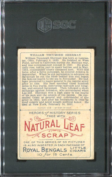 T68 Natural Leaf Scrap Heroes of History Gen Wm. T. Sherman SGC2.5 Good+Top POP