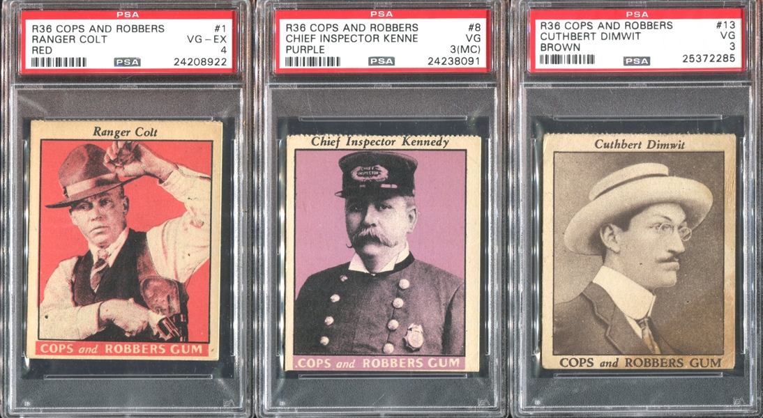 R36 Fleer Cops and Robbers Lot of (5) PSA-Graded Cards