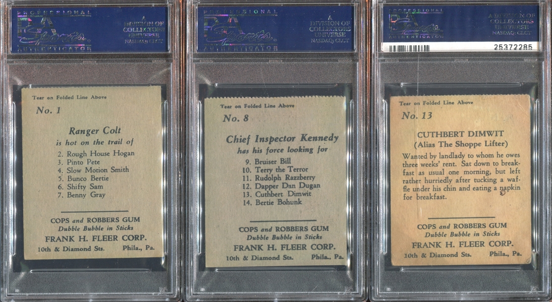 R36 Fleer Cops and Robbers Lot of (5) PSA-Graded Cards