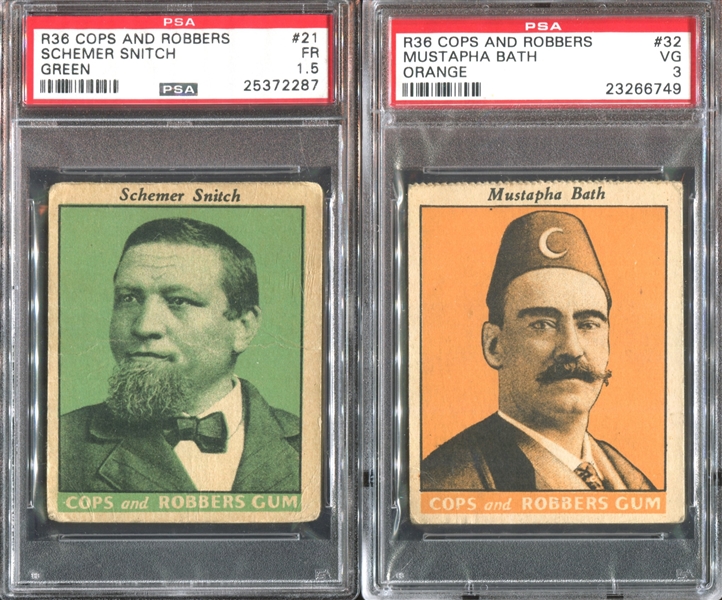 R36 Fleer Cops and Robbers Lot of (5) PSA-Graded Cards