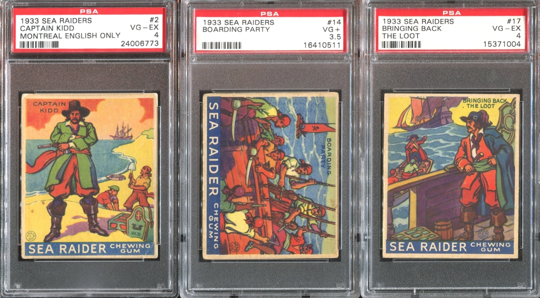 R124 World Wide Gum Sea Raiders Lot of (5) PSA-Graded Cards