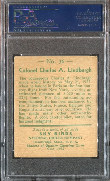 R136 National Chicle Sky Birds #36 Charles Lindbergh PSA3 VG